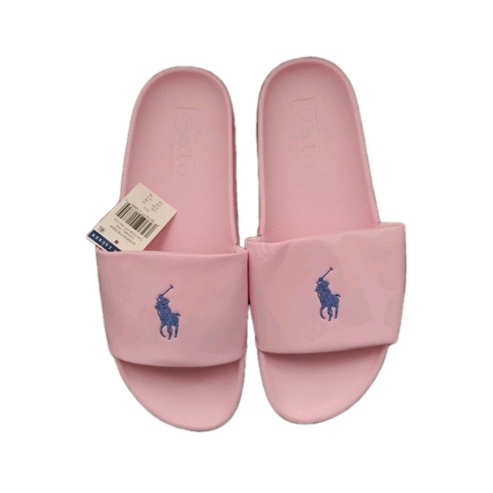 Ralph Lauren Cayson Slides, Pink And Blue Size 13